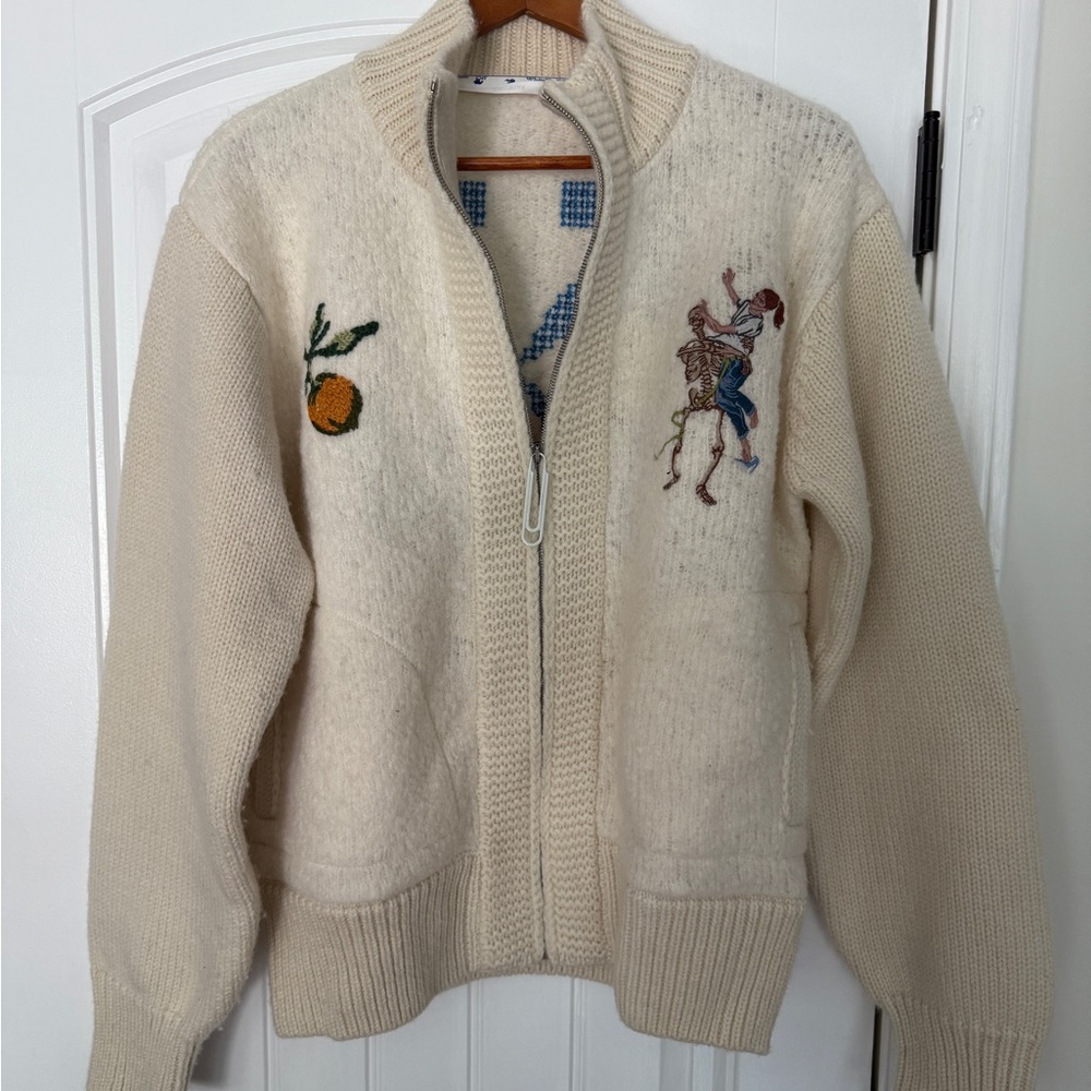 Off-White Cream Zip Up Sweater